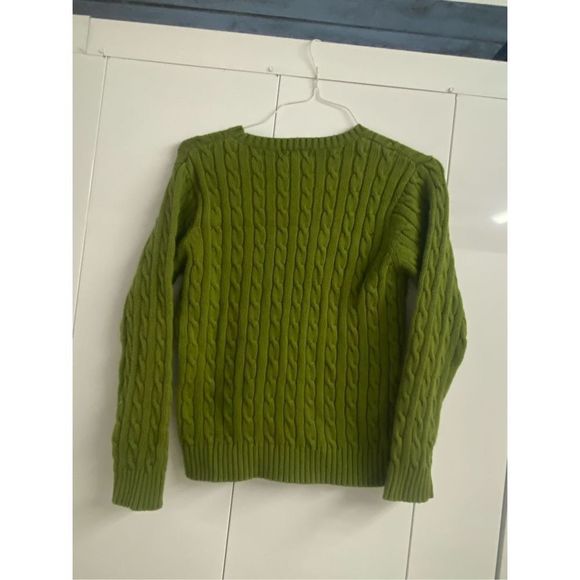 LILLY PULITZER Vintage Lime Green Cable Knit Palm Crewneck Sweater, Sz Small - Picture 6 of 8